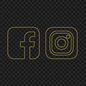 HD Facebook Instagram Yellow Outline Square Icons PNG
