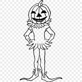 Black Drawing Pumpkin Man Monster FREE PNG