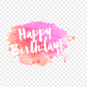 HD Pink Happy Birthday Watercolor Aesthetic Logo PNG