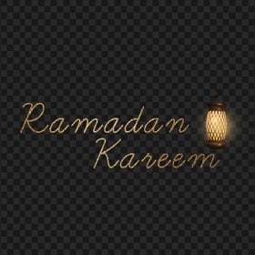 HD Ramadan Kareem Gold Glitter Text With Lantern PNG