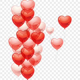 HD Group Of Red & Pink Heart Balloons Floating Love Valentines PNG