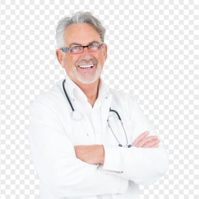 Happy Old Man Doctor Stethoscope White Coat