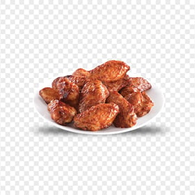 Spicy BBQ Chicken Wings on a Plate HD Transparent Background