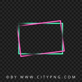 Green And Pink Neon Double Frame PNG