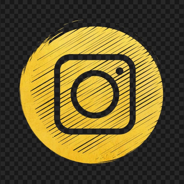 Golden Yellow Round Instagram Scribble Pencil Style Icon