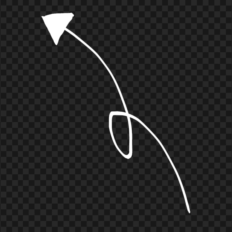 HD White Line Art Drawn Arrow Pointing Top Left PNG