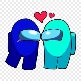 HD Among Us Blue Love Cyan Characters Valentines Day PNG