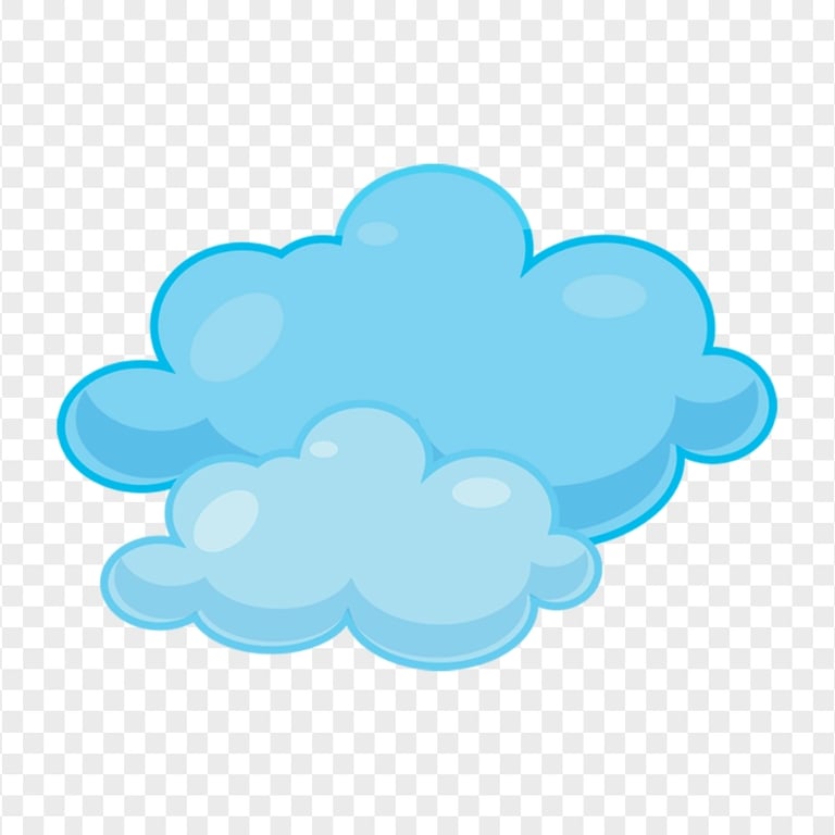 HD Two Blue Cartoon Clouds Illustration PNG