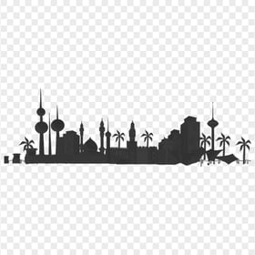 Kuwait Dark City Skyline Silhouette PNG
