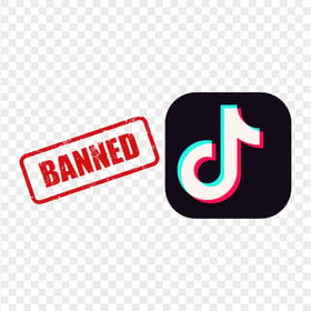 TikTok Square App Logo With Red Banned Sign