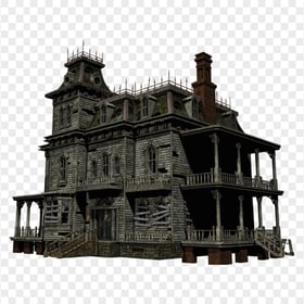 HD Abandoned Wooden Haunted Old Mansion House PNG