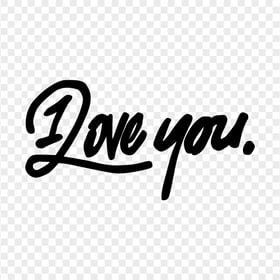 HD Black I Love You Text PNG