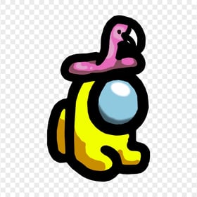 HD Yellow Among Us Mini Crewmate Character Baby With Flamingo Hat PNG