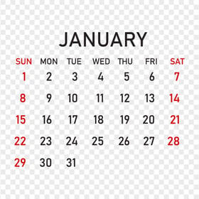 PNG 2023 January Calendar