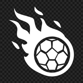 Football Ball In Burning Flame White Icon PNG
