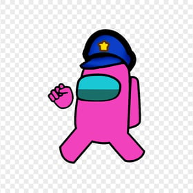 HD Pink Among Us Character With Police Hat PNG