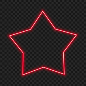 HD Red Glowing Neon Star Transparent Background