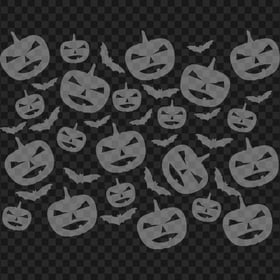 White Pumpkins & Bats Silhouettes Pattern Background