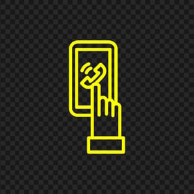 HD Yellow Outline Mobile With Hand Icon Transparent PNG