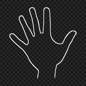 HD White Outline Line Open Left Hand PNG
