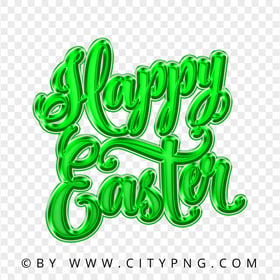 HD Green Happy Easter Greeting Transparent Background