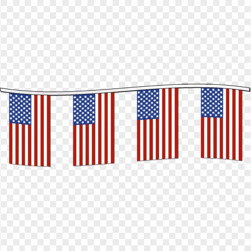 Hanging Group Of American Flags Clipart