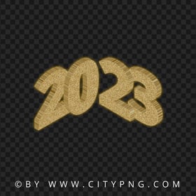 2023 Gold Glitter 3D Text Image PNG