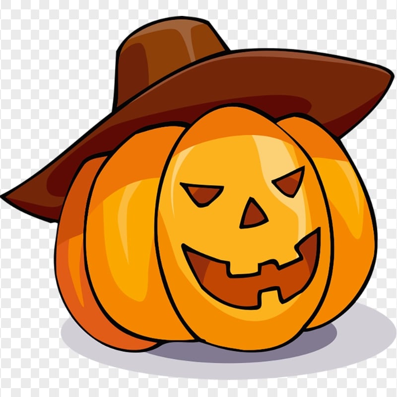 Halloween Emoji Pumpkin Face Wear Cowboy Hat