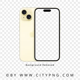 HD Apple iPhone 15 Yellow Color Mockup Transparent PNG