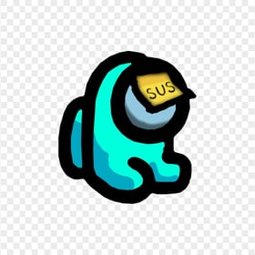 HD Cyan Among Us Mini Crewmate Baby Sus Sticky Note Hat PNG