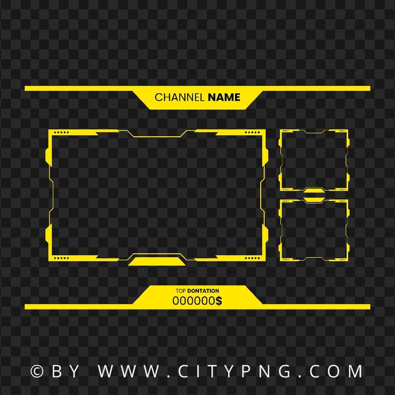 Twitch Overlay Yellow Live Stream Frame Transparent PNG