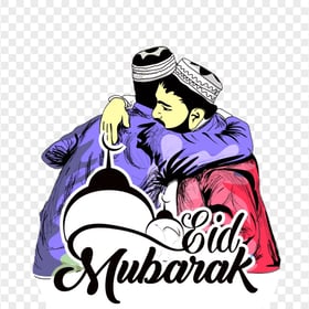 Two Muslim Persons Greeting Eid Mubarak