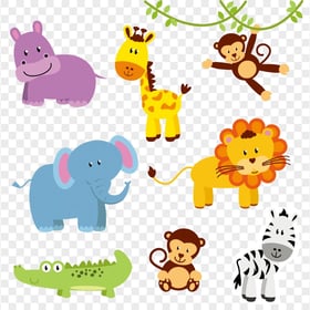 Wild Baby Cute Animals Clipart Cartoon Kids