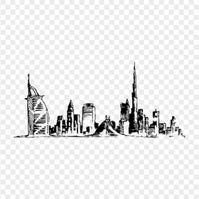 Dubai City Burj Khalifa Black Sketch Silhouette PNG