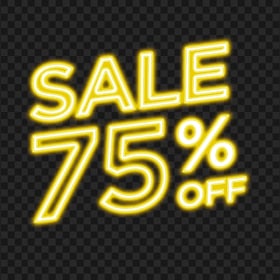 Yellow 75% Off Sale Neon Sign HD PNG