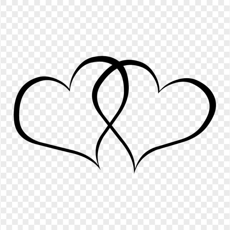 Two Black Outline Love Heart