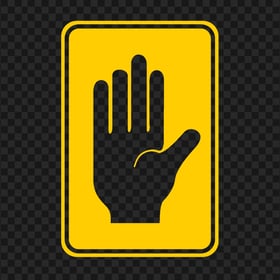 HD Outline Hand Stop Silhouette On Yellow Caution Road Sign PNG