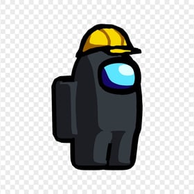 HD Black Among Us Character With Hard Hat PNG