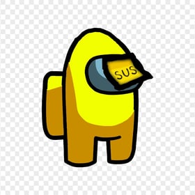 HD Yellow Among Us Crewmate Character With Sus Sticky Note Hat PNG