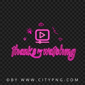 Thanks For Watching Video Icon Pink Neon Design HD PNG