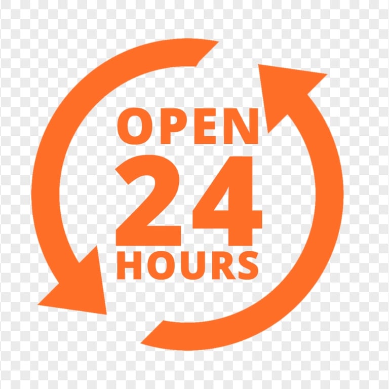 Open 24 Hours Orange Logo Icon Sign Image PNG