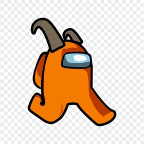 HD Orange Among Us Walking Character With Ram Horns PNG