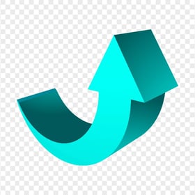 HD Turquoise 3D Curved Arrow Pointing Up PNG