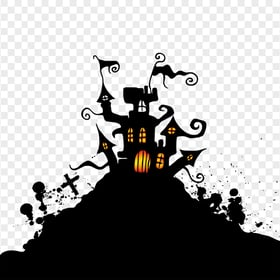 HD Halloween Cartoon Clipart Castle House Black Silhouette PNG