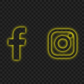 HD Facebook Instagram Yellow Neon Logos Icons PNG