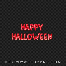 Happy Halloween Red Glowing Neon Text Logo HD PNG