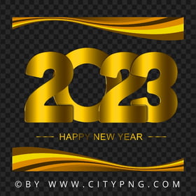 2023 Happy New Year Yellow Gold Abstract Design PNG