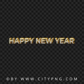 Gold Happy New Year 3D Text Lettering PNG Image