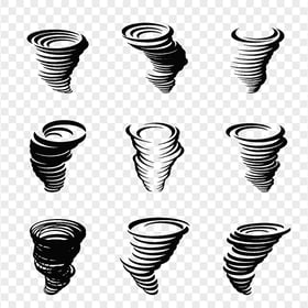 HD Black Group Of Wind Tornado Spiral Line PNG