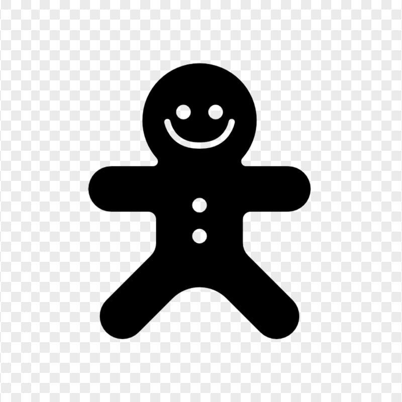 Smiling Gingerbread Man Black Icon PNG